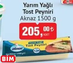 AKNAZ  YARIM YAĞLI TOST PEYNİRİ